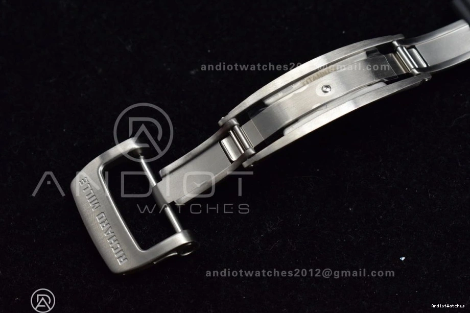 Strap V Chrono A7750 RM011 SS Sophisticated Rubber Crystal Edition Best Dial 1:1 KVF 1025 Black Black on 0915